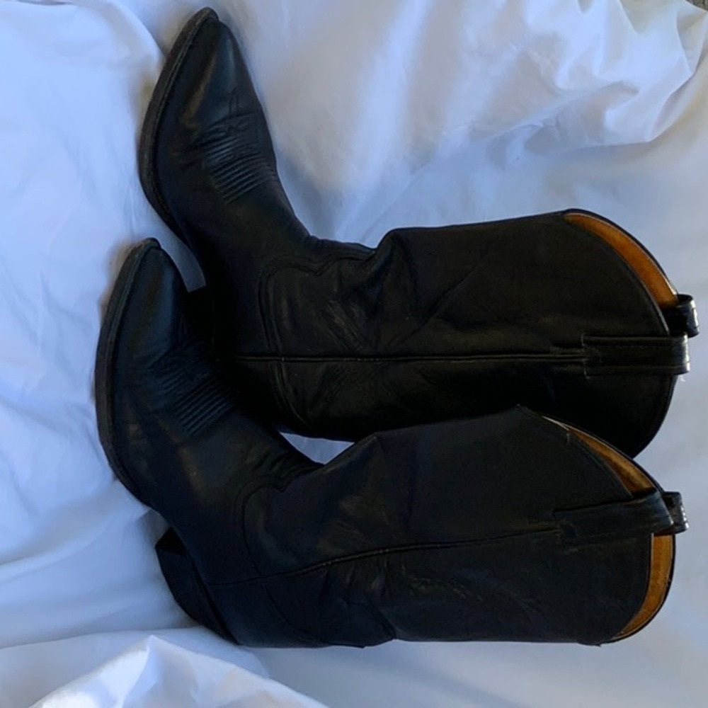 Vintage Tony Lama Black Cowboy/work boots Sz 9B Style #6158 Reg# 404910047 - Picture 15 of 16